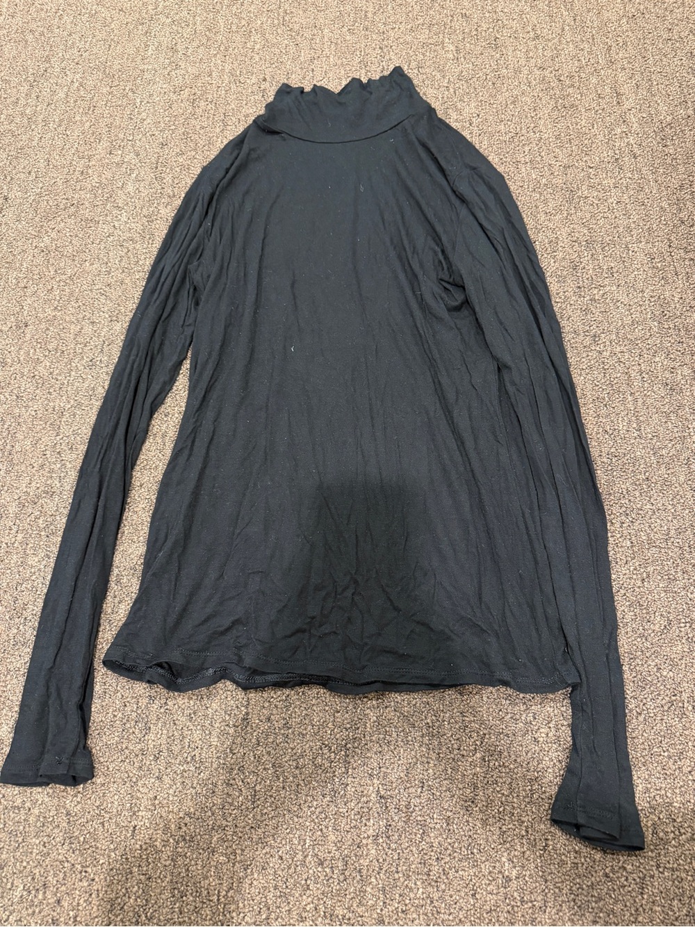 BCBGMaxAzria Black Ruffle Mock Neck Long Sleeve Top